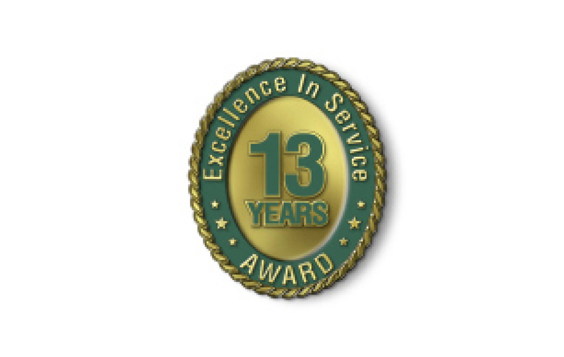 Excellence in Service - 13 Year Award